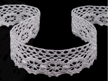 Бавовняне мереживо, білий колір, 25мм, 90см