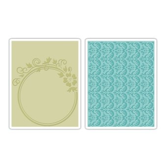 Набор папок для тиснения от Sizzix - Textured Impressions Embossing Folders 2PK - Circle Frame & Rosemary Set