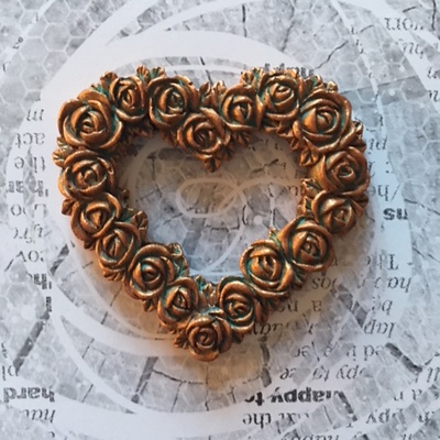 Гіпсове серце з квіточок під бронзу від E.В.A., 5,7x5см 1 шт.