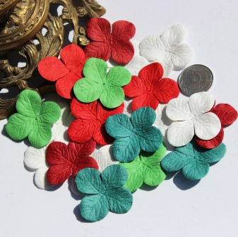 Гортензія, мікс квітів: червоний, зелений, колір білий, 3,2см, 20 шт.