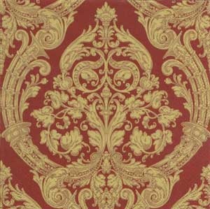 Серветка для декупажу "Візерунок ампір", колір фону: золото на червоному, розмір: 33x33 см