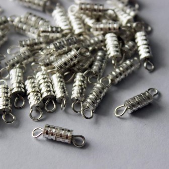 Застібка для намиста з різьбою, колір срібло, 14 мм, 1 шт.