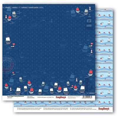 Набор бумаги для скрапбукинга от Scrapberry's - Морские приключения (8 двухст) УК, 30,5х30,5 см, 190 гр/м