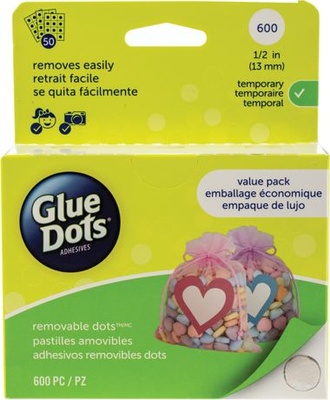 Клейові краплі Glue Dots — тимчасове приклеювання, 600 штук, 13 мм, у листах (50 аркушів)