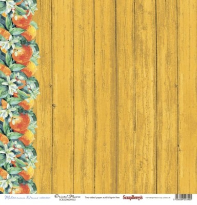 Бумага для скрапбукинга от ScrapBerry's - Средиземноморье - Цитрусовый сад, 30,5х30,5 см, 190 гр/м, двусторонняя