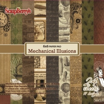 Набор бумаги для скрапбукинга, 15х15см, 170 гр/м Механические иллюзии, 24 листа