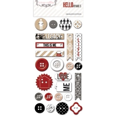 Ґудзики Teresa Collins - Hello My Name Is - Decorative Buttons
