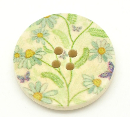 Деревянная пуговица Multicolor Flower B17365, диаметр 25 мм, 1 шт.