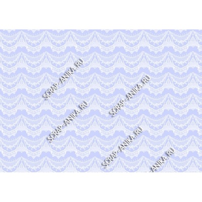 Скрап-папір для форзаців колекція 14_26., Мереживо з підвісками біле на синьо-блакитному, односторонній, 20x29 см