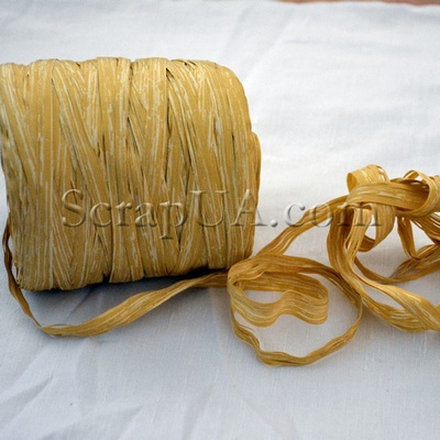 Рафія натуральна, колір темно-соломʼяний з ванільним, 1 метр