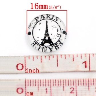 Скляний кабашон "Париж Ейфелева Башта", 16мм, 1 шт.