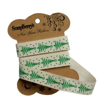 Стрічка декоративна від ScrapBerryʼs - Новорічна Ялинка, 15мм, 2м, бавовна