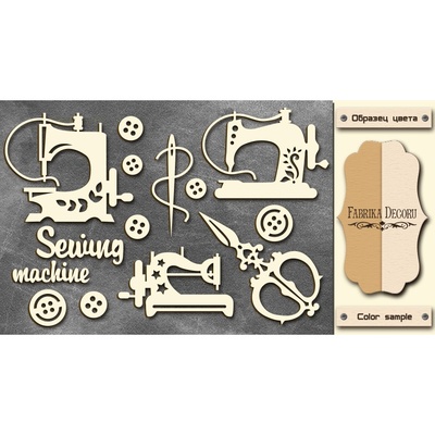 Чипборд Фабрика Декору - Швейні машинки, колір молочний, крафт