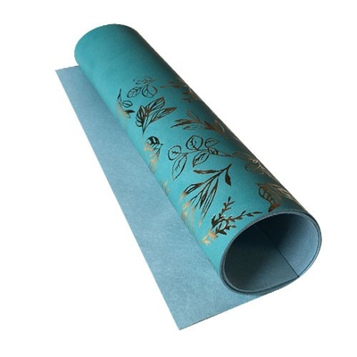 Відріз екошкіри з тисненням золотою фольгою Golden Branches Turquoise 50x25см, ТМ Фабрика Декору