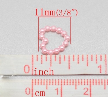 Серце, імітація перлинок, 11мм, колір рожевий, 10 шт.