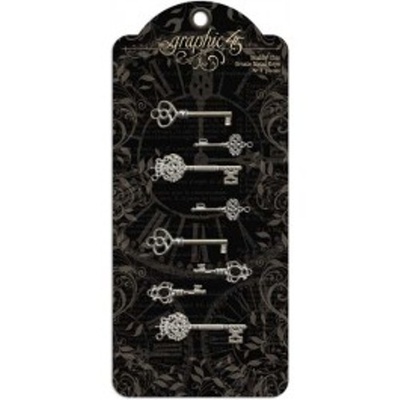 ЦЕНА СНИЖЕНА! Декоративные ключи Graphic 45 - Staples - Ornate Metal Keys, 8 шт