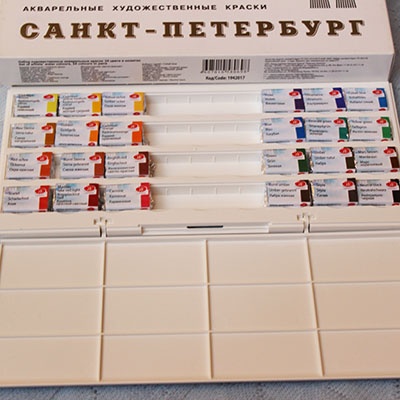 Набор акварельных красок в кюветах - Санкт-Петербург, 24 цвета