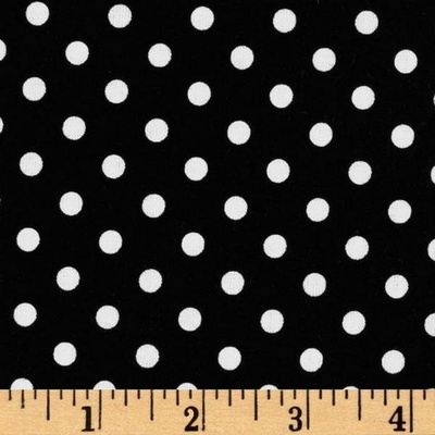 Тканина 100% бавовна - Горох білий на чорному, 45x55см