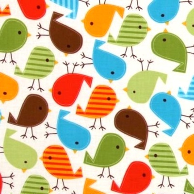 Тканина 100% бавовна - Весняні пташки яскраві, 45x55см