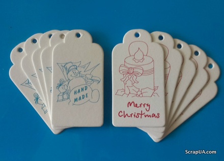 Набір тегів з пивного картону з принтом "Merry Christmas" і "HandMade", 10 штук, 85x45x1,5м