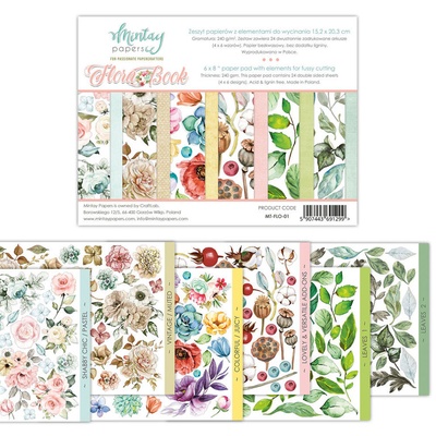 Набір скрап-паперу для вирізання Mintay Papers by Karola - Flora Book, 15х20 см, 24 аркуш, двосторонній