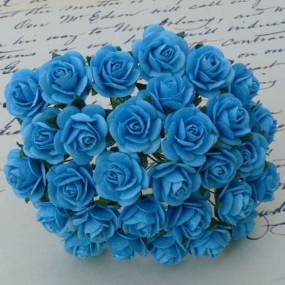 Открытые розочки, цвет светло-бирюзовый, диаметр - 15мм, 10 шт.