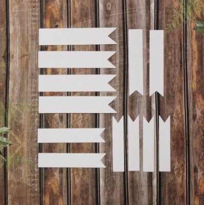 Вырубка из белого картона - набор белых флажков, 12 штук