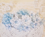 Набір квітів з тканини (15шт.), світло блакитний, 2,5 см - 4,5 см