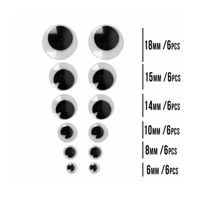 Оченята SANTI самоклейні чорні асорті 36 шт