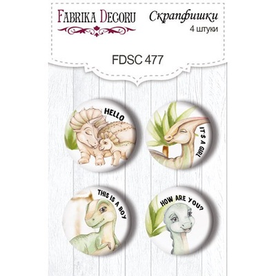 Скрап-фішки набір 4шт. Dinosauria EN 477, ТМ Фабрика Декору