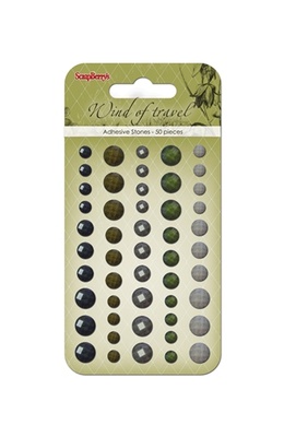 Грановані камінці на клейовій основі від ScrapBerryʼs - Вітер мандрів  2, 50 шт., 5 кольорів