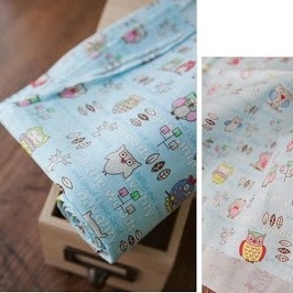 Бавовна Мультяшні сови - блакитні, розмір:45x55см