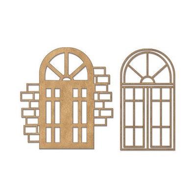 3D - Чипборд Двері з фрагментом стіни 10x15см 572, колір крафт, ТМ Фабрика Декору