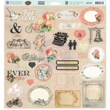 ЦЕНА СНИЖЕНА! Лист наклеек из чипборда Prima - Something Blue - Chipboard Pieces