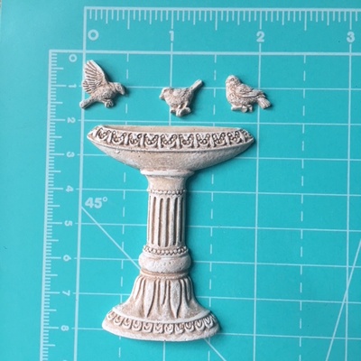 Набор гипсового декора с патинированием  от Е.В.A - Фонтан и 3 птички