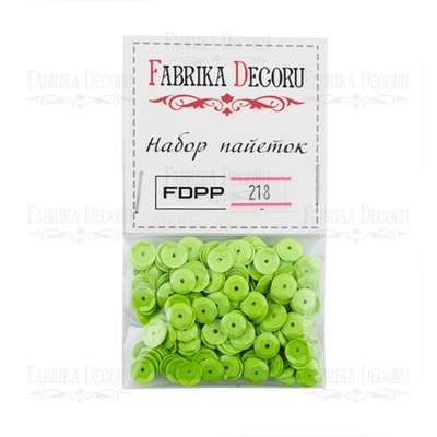 Набор пайеток - 218, размер 8 мм, кружочки, цвет ярко-зеленый, ТМ Фабрика Декора