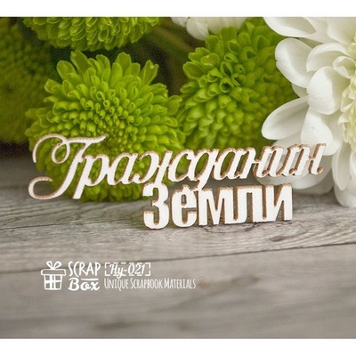 Чипборд ScrapBox - напис Гражданин Землі Hy-021