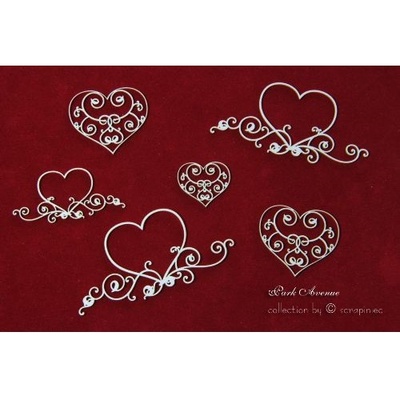 Чипборд Scrapiniec - Сердца Park Avenue микс, 6 штук
