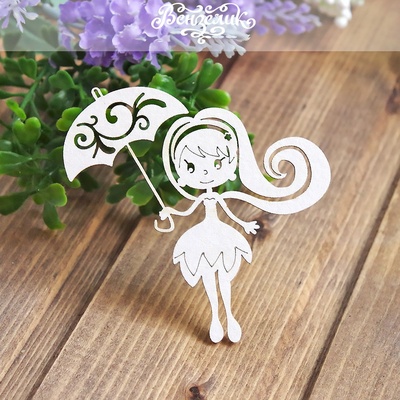 Чипборд от Вензелик - Девочка с зонтиком, размер: 76x78 мм