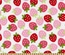 Тканина 100% бавовна - полунички червоного - рожеві на білому, 45x55см