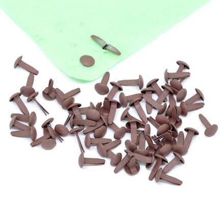 Брадсы "Круглая шляпка", диаметр 8мм, длина ножки 14мм, цвет кофейный, 20 шт.