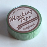 Бумажный скотч с принтом ЗЕЛЕНАЯ КЛЕТКА, ширина 15 мм, длина 8 м