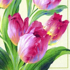 Серветка "Тюльпани. Цвітіння", колір фону кремовий, 33х33см, 1 шт.