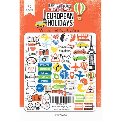 Набір висічок для скрапбукінгу, колекція European holidays, 67шт., ТМ Фабрика Декору