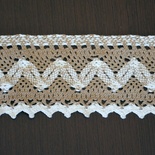 Мереживо бавовняне, в’язане, колір біло-бежевий (сірий), ширина 8.5см, довжина 90 см