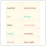 Міні Флеш-карточки зі словами "Mini Anniversary One Word", колір червоний, рожевий, шоколадний, розмір: 2,5х5см, 10 шт.