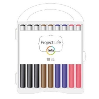 Набор ручек для журналинга Project Life by Becky Higgins - Project Life Journaling Pen Set - 18 Pack w/ Storage Case