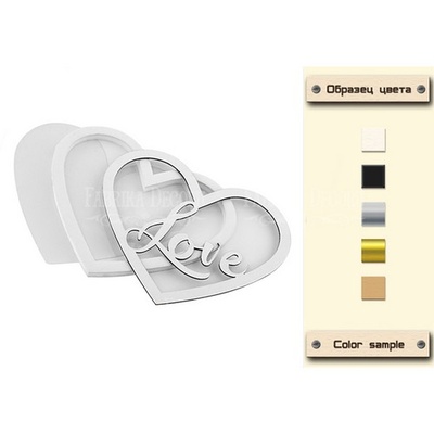 Заготовка для шейкера любов в серці 9,8x8,3 см, колір золото, ТМ Фабрика Декору