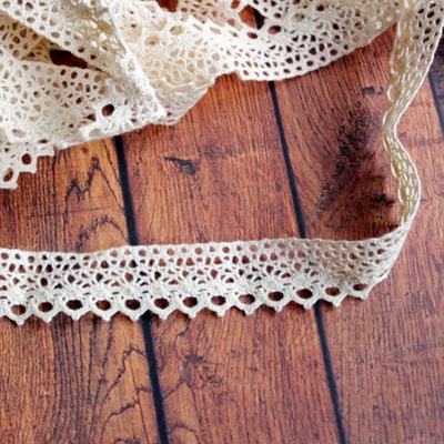 Кружіво Пікі, бавовняне, колір бежевий, ширина 20 мм, 90 см