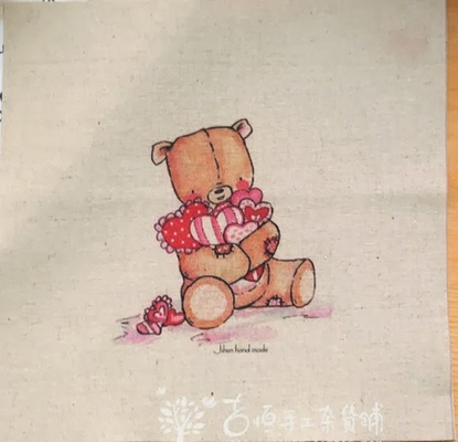 Картинки на льоні — ведмедик, арт.0180, 20x20см